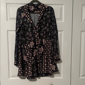 Free People Black and orange Long Sleeve Dress
